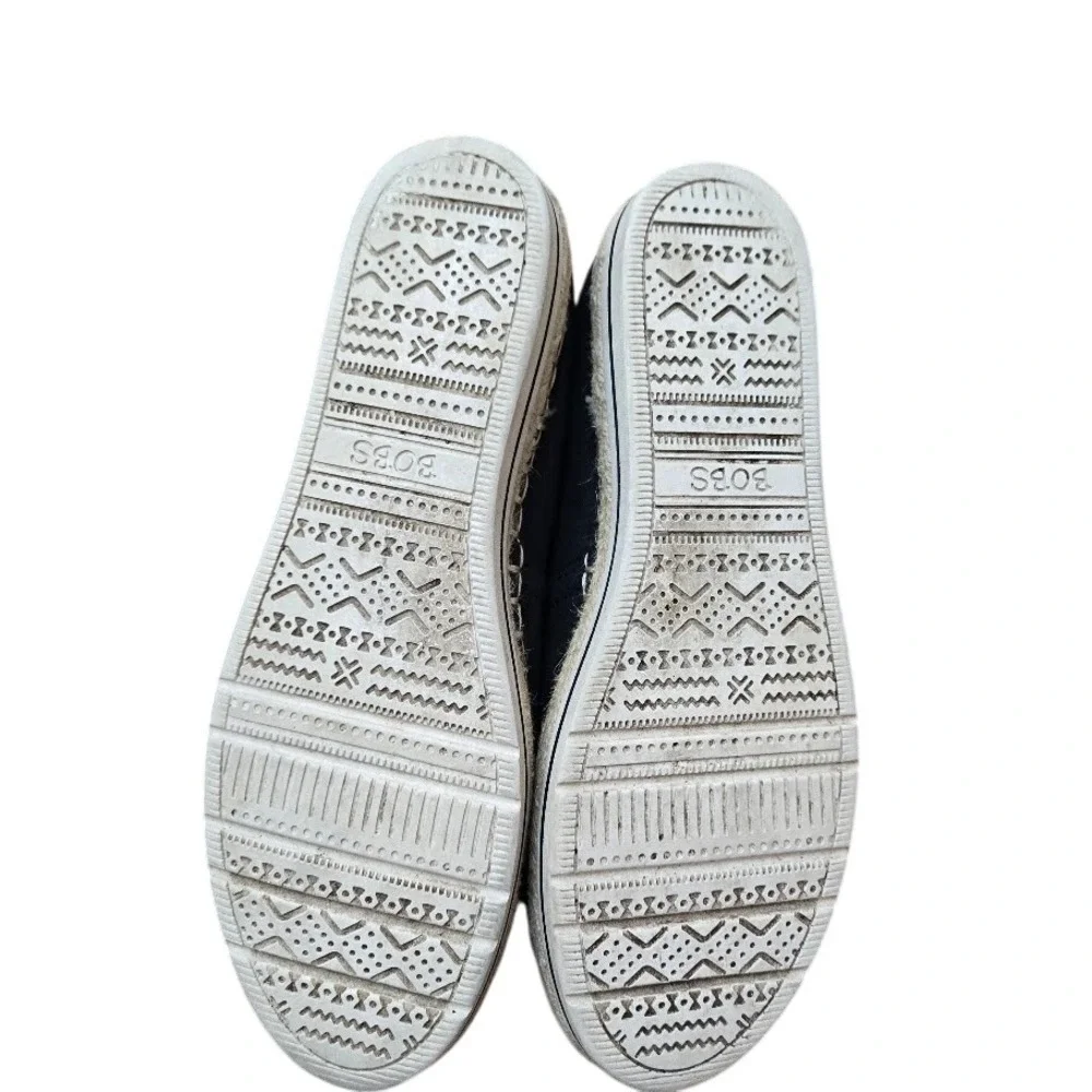 BOBS from Skechers Espadrille Slip On Flats‎ Casual Shoes Black Sz 8
